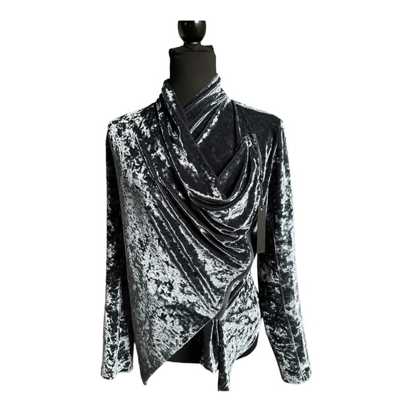 Blank NYC Crushed Velvet Moto Jacket | Draped Zip Up Blazer | Size S - Picture 3 of 12
